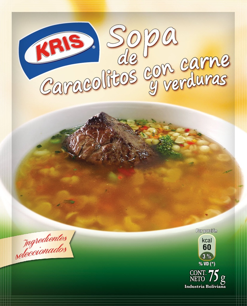 SOPA DE CARNE CON CARACOLITOS KRIS caja x 10 sobres